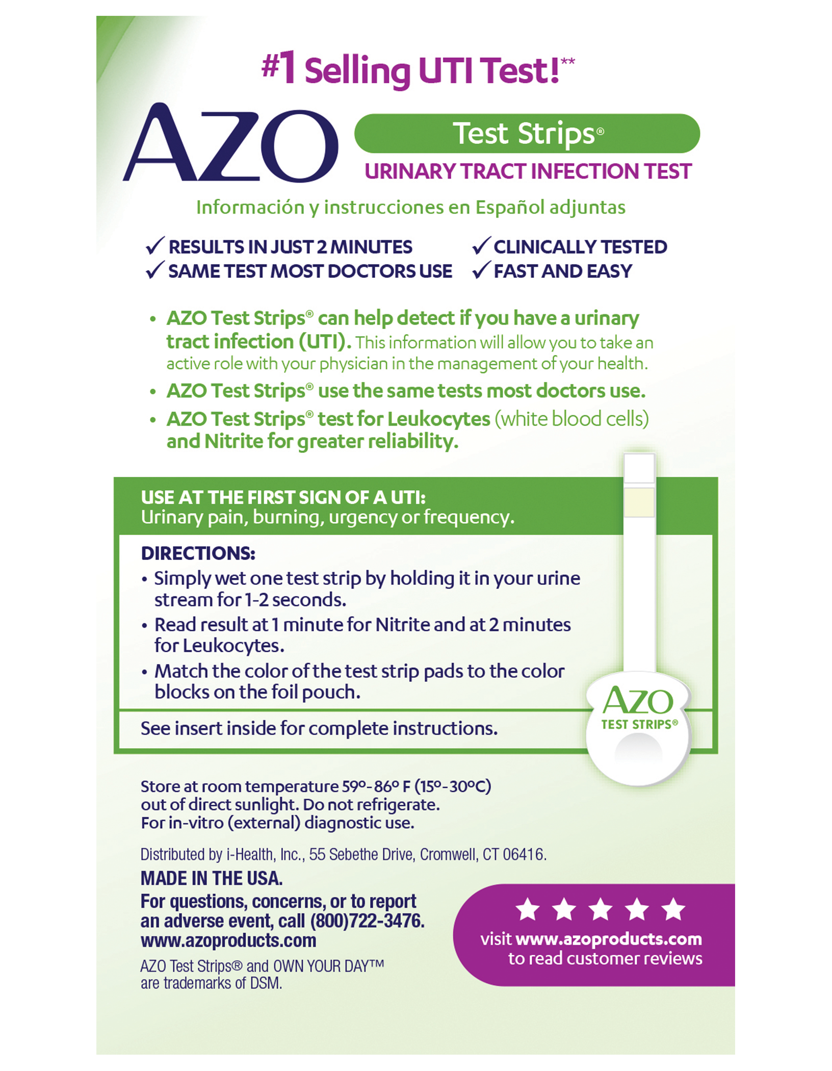Azo Test Strips Color Chart